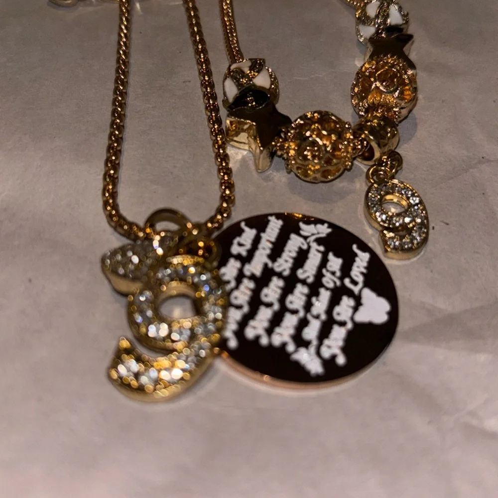 9 yr old girl jewelry gift set Gold NecklacePendant and charm bracelet …